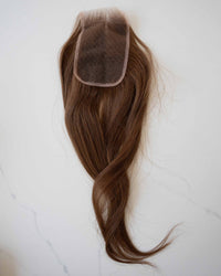 Lace Closure, Nahaufnahme der Spitzenbasis von vorne – Chestnut Brown