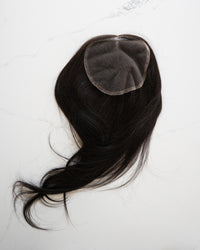 Lace Closure, Nahaufnahme der Spitzenbasis von der Seite – Espresso