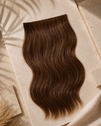 Premium Weft, Lifestyle-Aufnahme auf strukturierter Oberfläche – Chocolate Brown