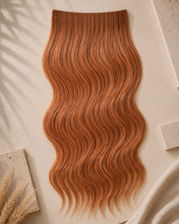 Premium Weft, Lifestyle-Aufnahme auf strukturierter Oberfläche – Copper Auburn