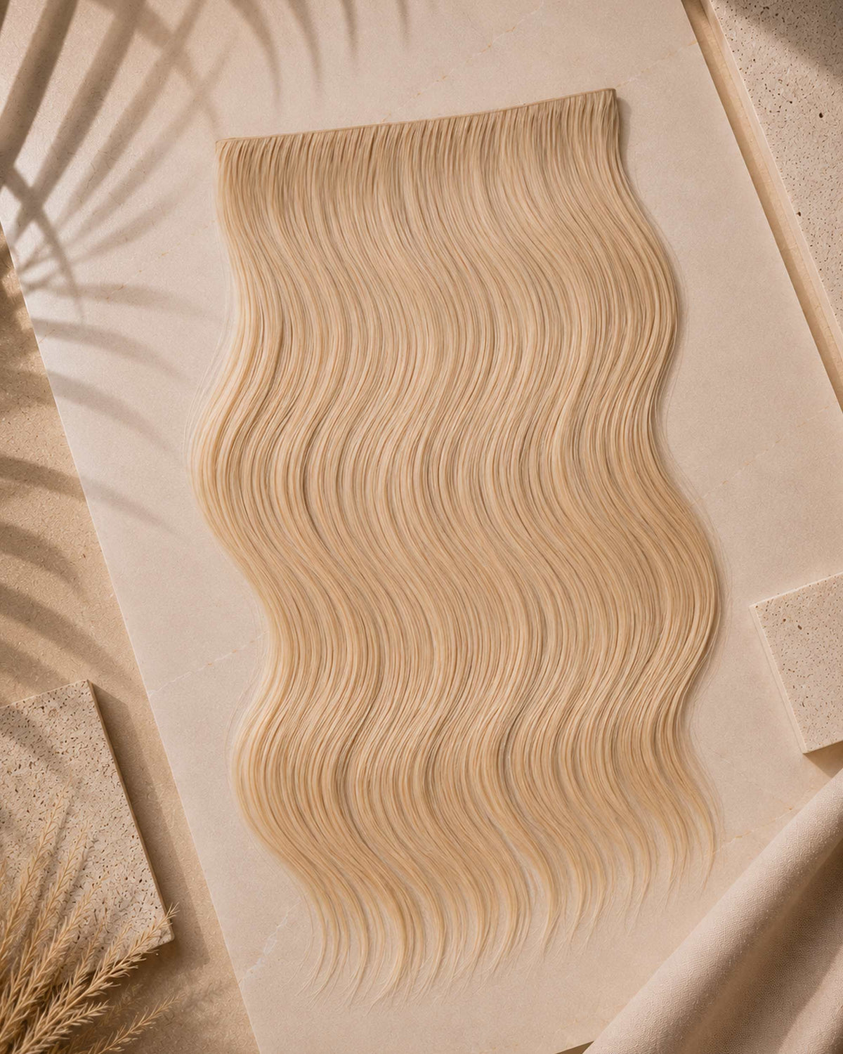 Premium Weft, Lifestyle-Aufnahme auf strukturierter Oberfläche – Scandinavian Blonde