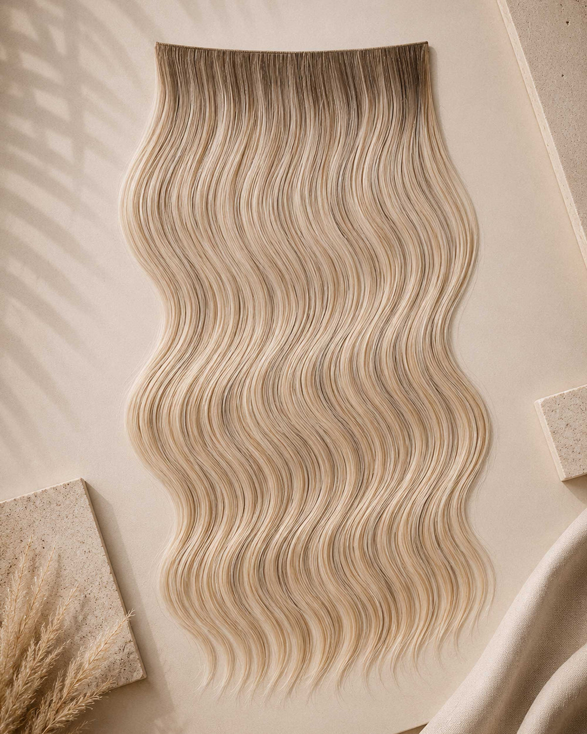 Premium Weft, Lifestyle-Aufnahme auf strukturierter Oberfläche – Vanilla Beige
